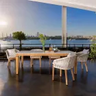 Table de jardin en teck naturel et plateau en céramique - Artes Viadurini