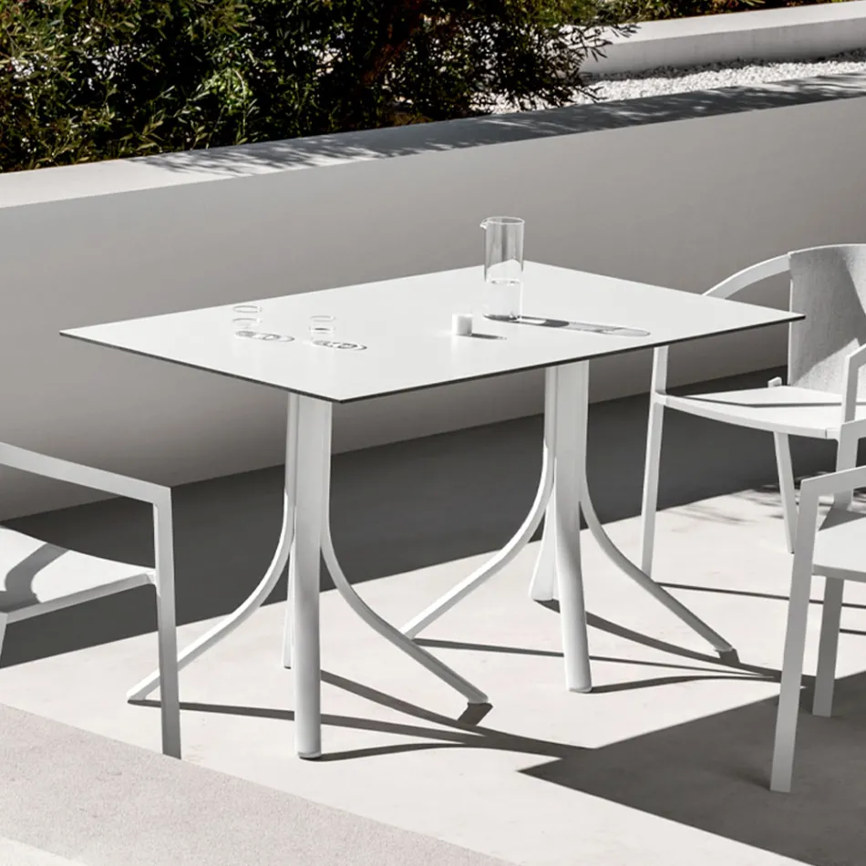 Table de jardin de luxe en aluminium et Hpl blanc ou bronze - Filomena Viadurini
