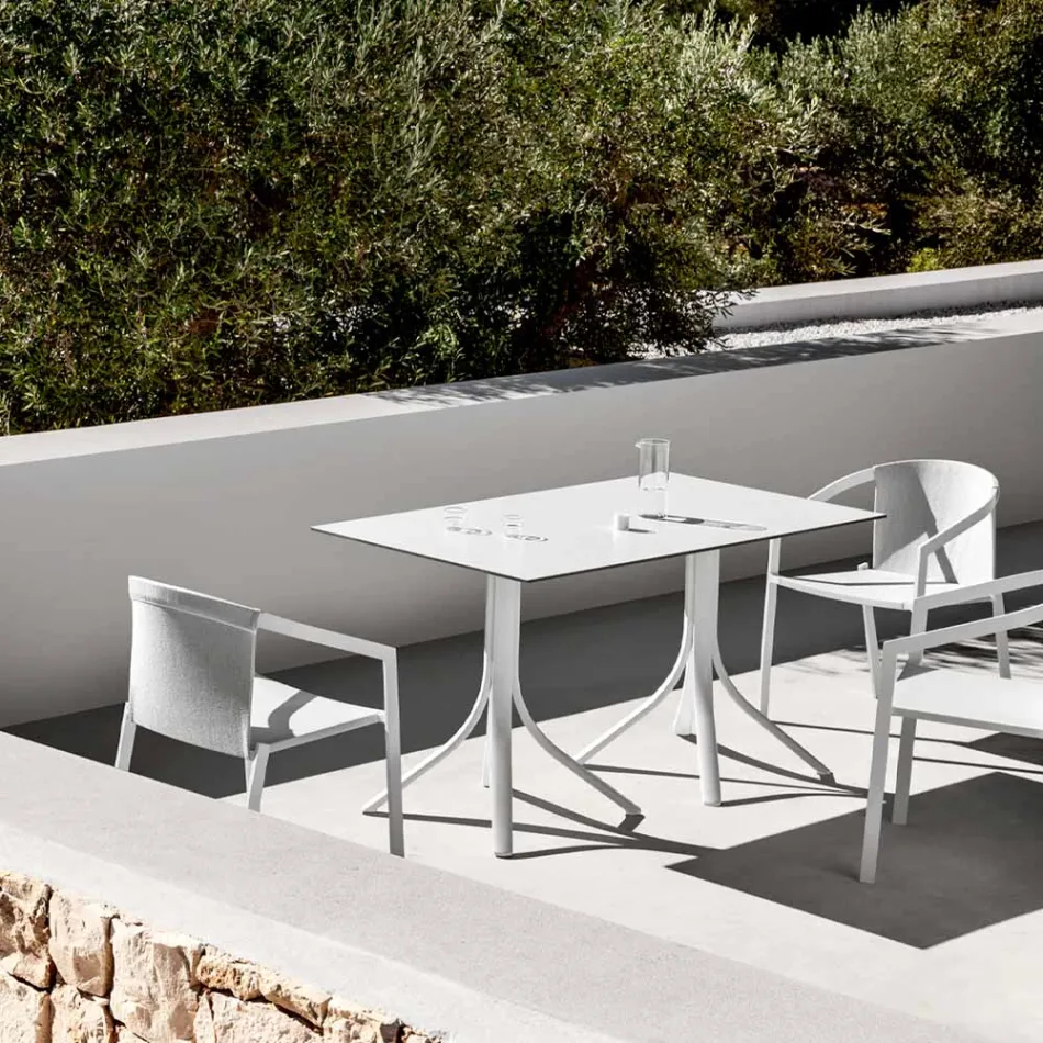 Table de jardin de luxe en aluminium et Hpl blanc ou bronze - Filomena Viadurini