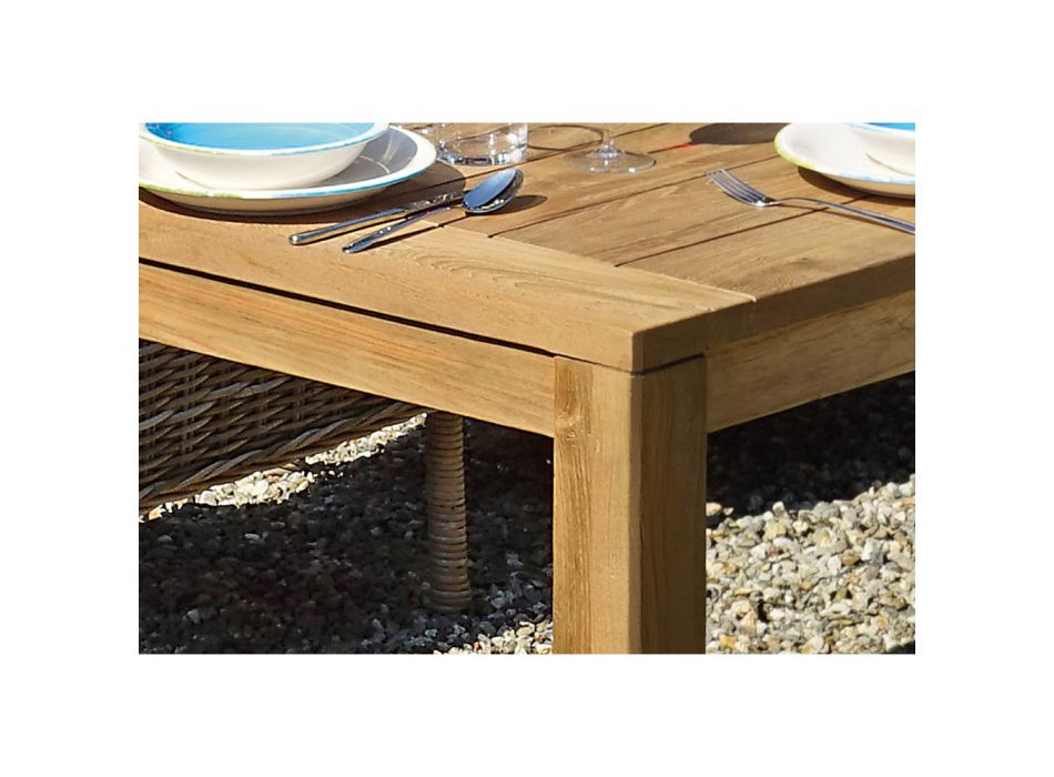Table de jardin en bois de teck recyclé moderne - Gudrun Viadurini