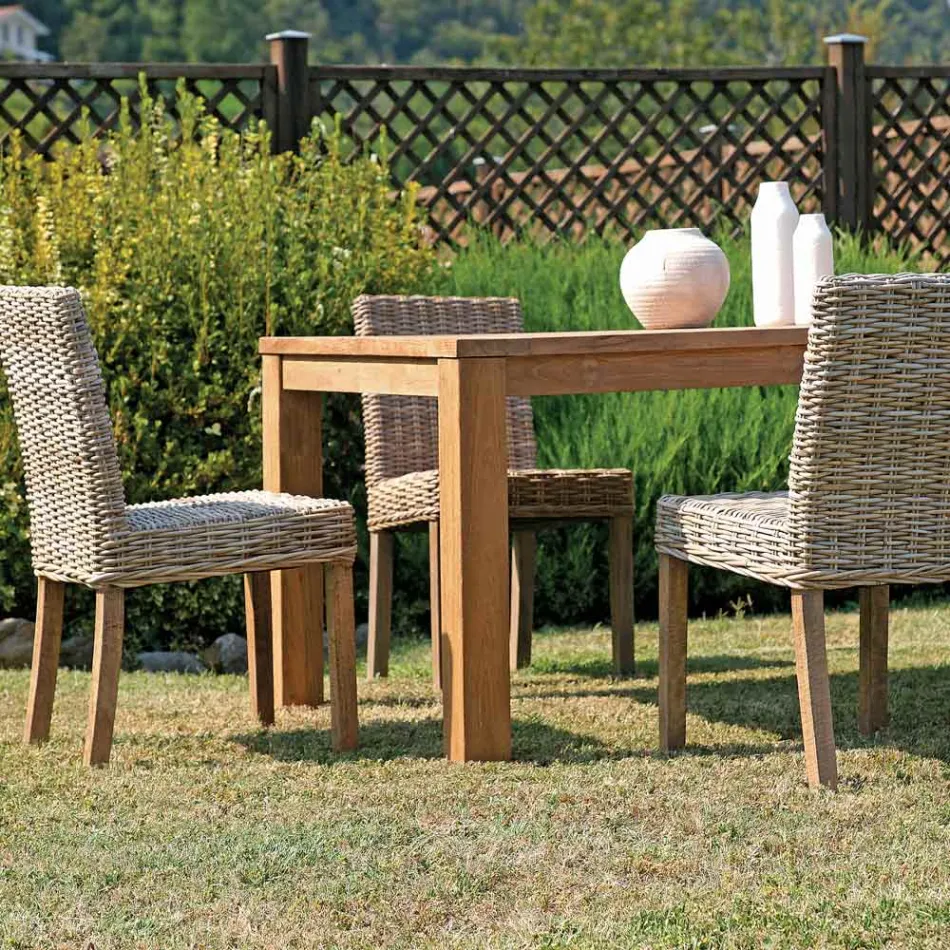 Table de jardin rectangulaire en teck recyclé - Elianto  Viadurini