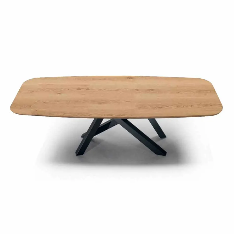 Table à manger en forme de tonneau avec plateau plaqué Made in Italy - Settimmio Viadurini