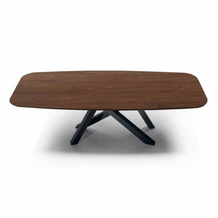 Table à manger en forme de tonneau avec plateau plaqué Made in Italy - Settimmio Viadurini