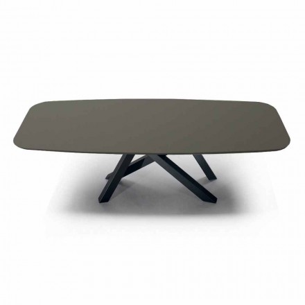 Table à manger de luxe Made in Italy en forme de tonneau en Fenix et acier - Settimmio Viadurini