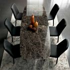 Table à manger en forme de tonneau en hypermarbre et acier Made in Italy, Luxe - Grotta Viadurini