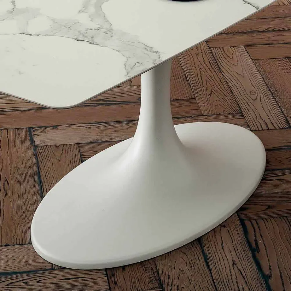 Table à manger Barrel en Laminam et Marbre Synthétique Made in Italy - Brontolo Viadurini