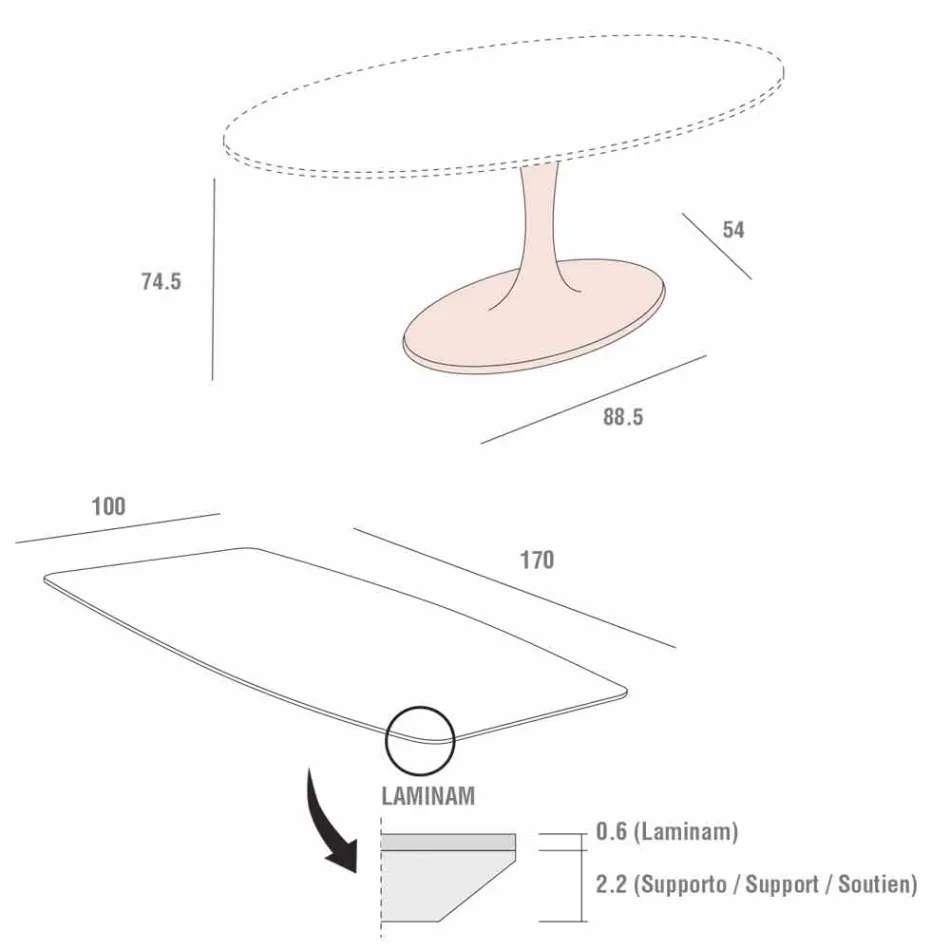 Table à manger Barrel en Laminam et Marbre Synthétique Made in Italy - Brontolo Viadurini