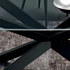 Table à manger en forme de tonneau en verre et acier fabriquée en Italie - Cave Viadurini