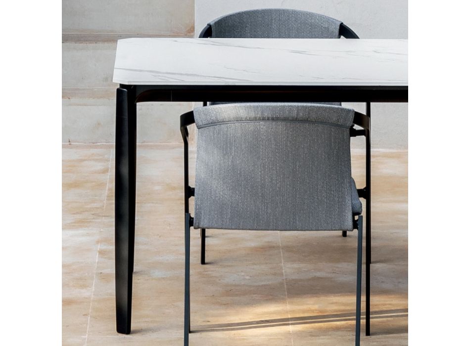 Table à manger d'extérieur extensible 318 cm en aluminium et grès - Filomena Viadurini
