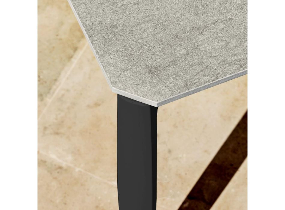 Table à manger d'extérieur extensible 318 cm en aluminium et grès - Filomena Viadurini