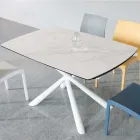 Table de salle à manger extensible (200/230 cm) en verre, céramique et métal - Naisha Viadurini