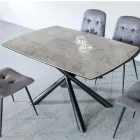 Table de salle à manger extensible (200/230 cm) en verre, céramique et métal - Naisha Viadurini