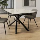 Table de salle à manger extensible (200/230 cm) en verre, céramique et métal - Naisha Viadurini