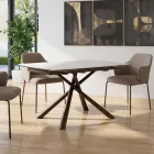 Table de salle à manger extensible (200/230 cm) en verre, céramique et métal - Naisha Viadurini