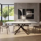 Table de salle à manger extensible (200/230 cm) en verre, céramique et métal - Naisha Viadurini