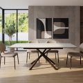Table de salle à manger extensible (200/230 cm) en verre, céramique et métal - Naisha