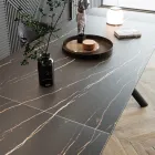 Table de salle à manger extensible (200/230 cm) en verre, céramique et métal - Naisha Viadurini