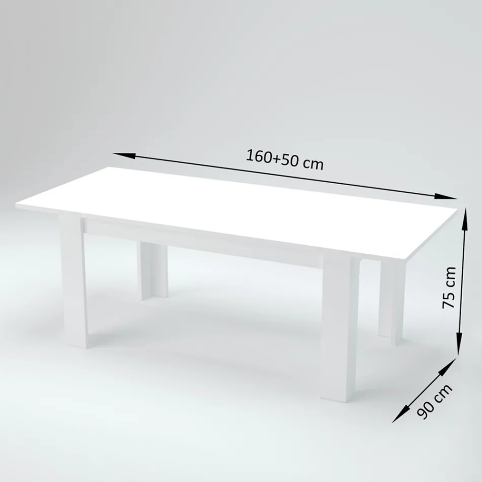 Table à manger extensible à 210 cm Design en bois durable - Perro Viadurini