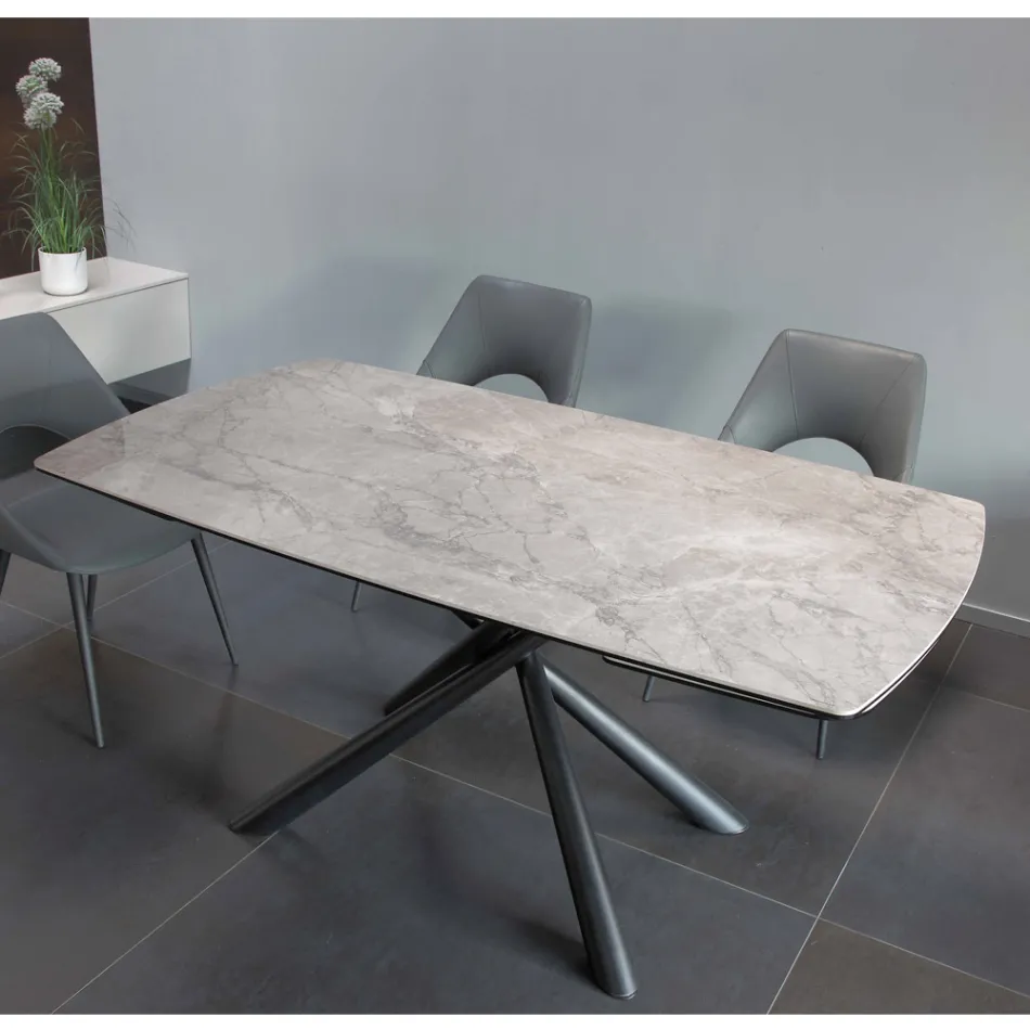 Table à manger extensible jusqu'à 230 cm en vitrocéramique et métal - Kinari Viadurini