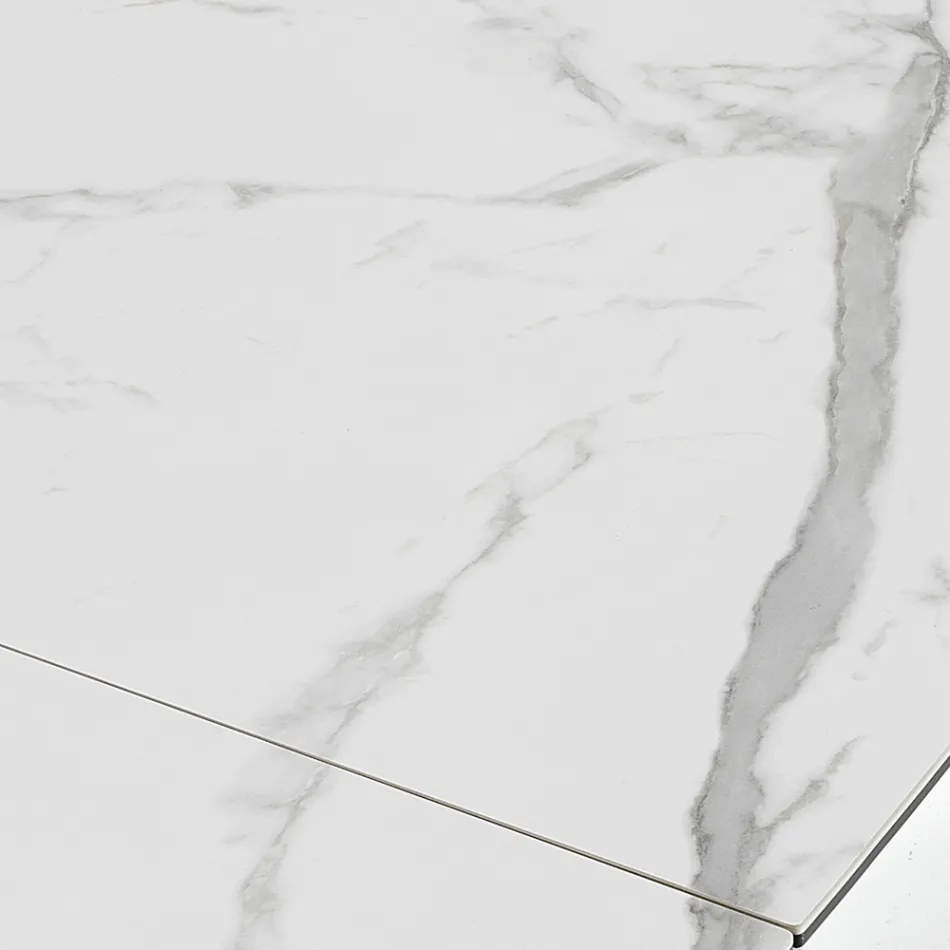 Table à manger extensible jusqu'à 240 cm en céramique et acier - Relief Viadurini