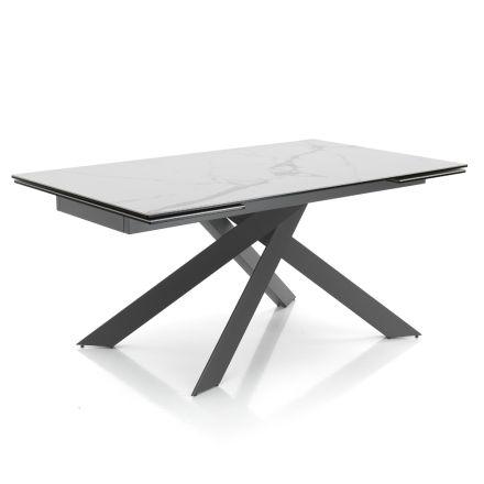 Table à manger extensible jusqu'à 240 cm en céramique et acier - Relief Viadurini
