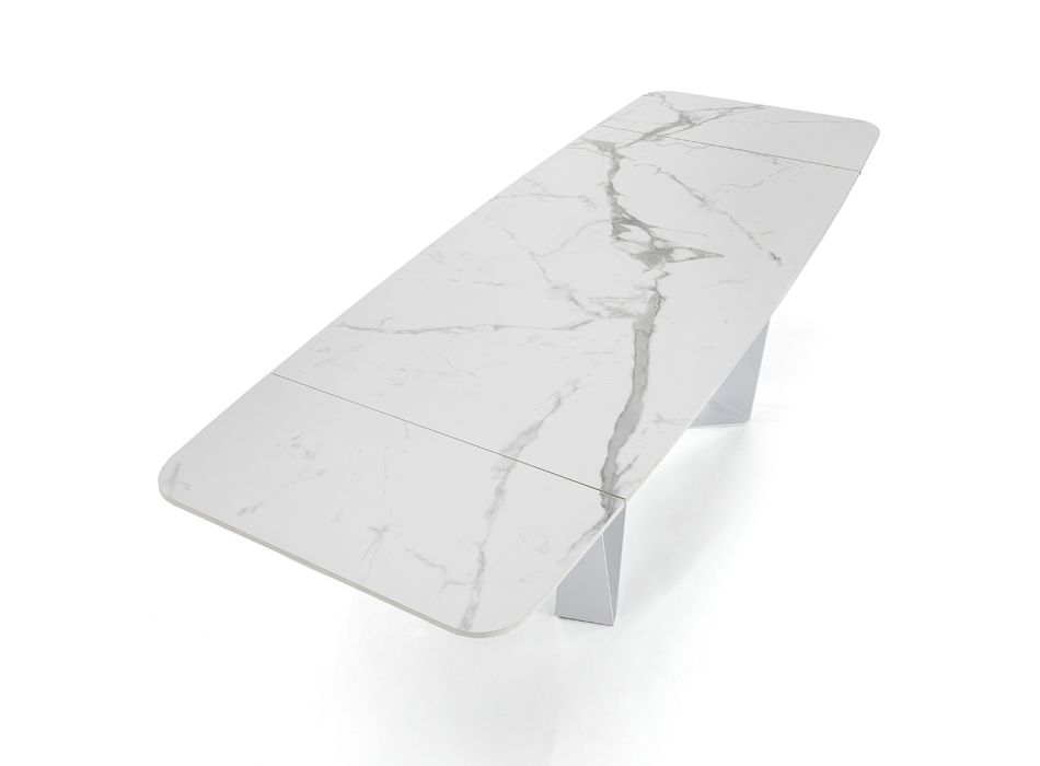 Table à manger extensible à 240 cm en céramique effet marbre - Poséidon Viadurini