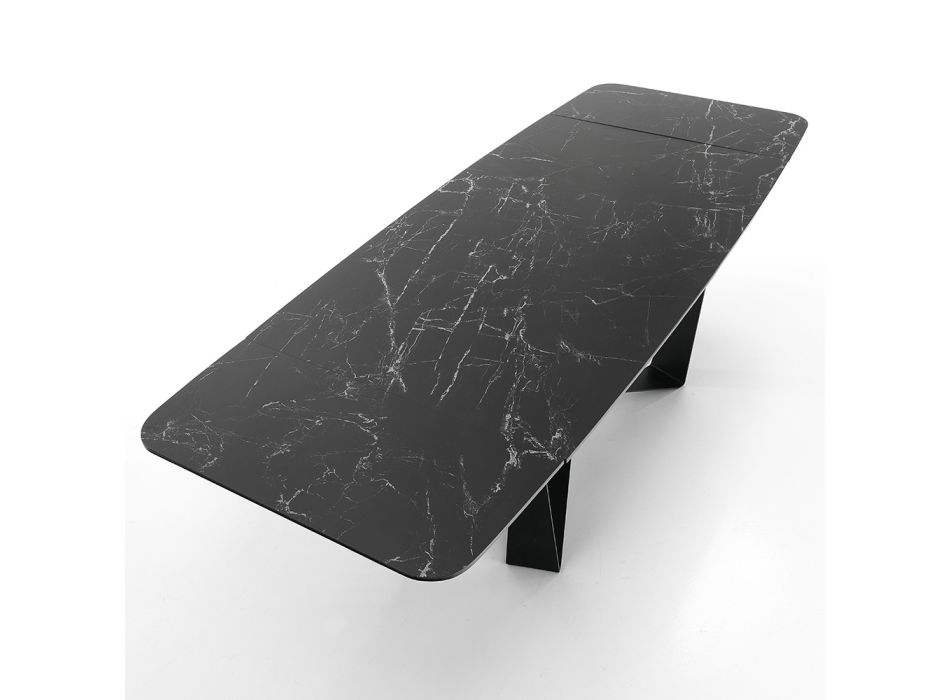 Table à manger extensible à 240 cm en céramique effet marbre - Poséidone Viadurini