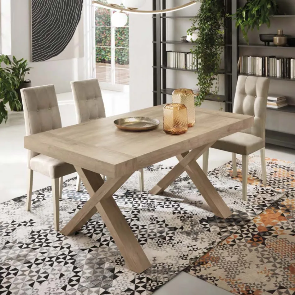 Table à manger extensible jusqu'à 260 cm effet bois Made in Italy - Lenova Viadurini