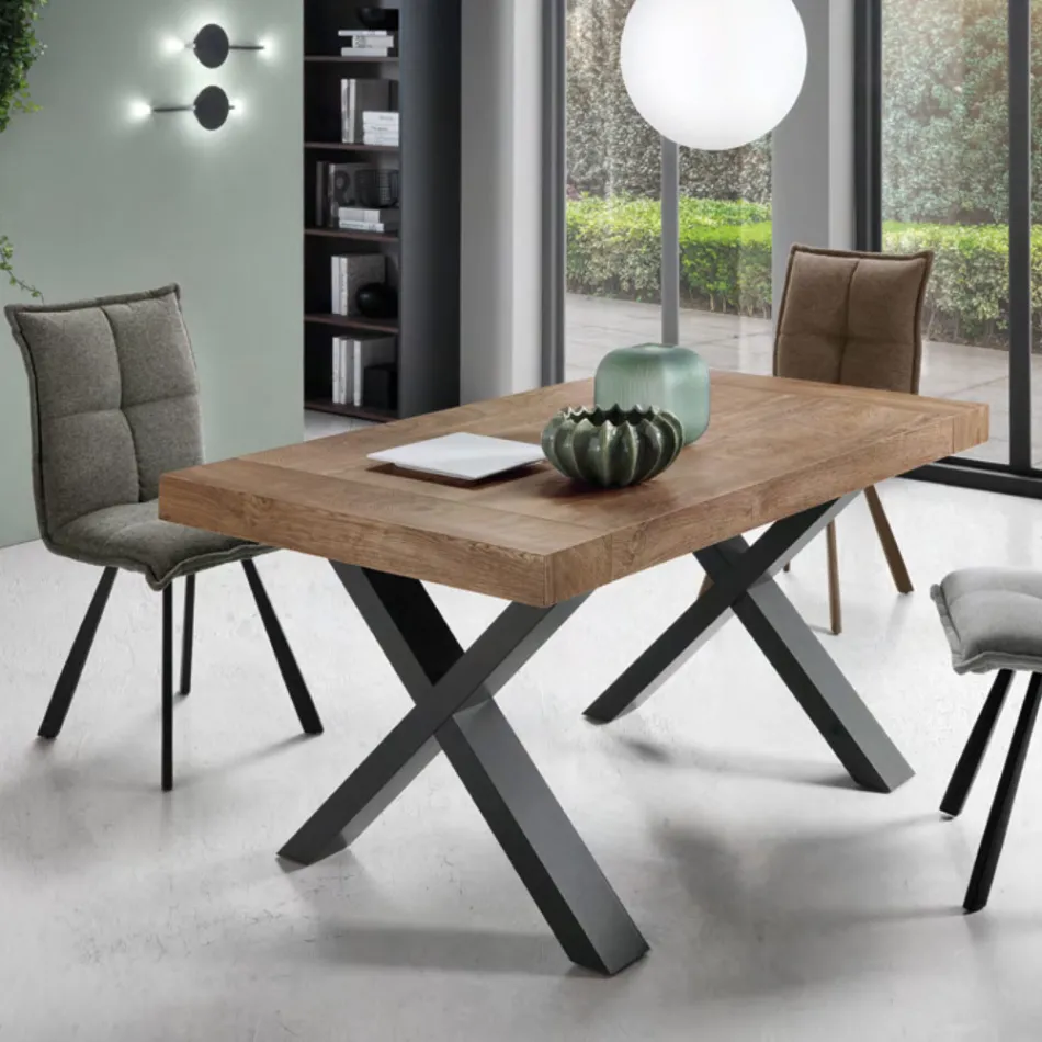 Table à manger extensible jusqu'à 260 cm effet bois Made in Italy - Lenova Viadurini