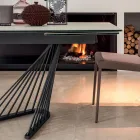 Table à manger extensible jusqu'à 290 cm en métal et plateau en céramique - Ricolo Viadurini