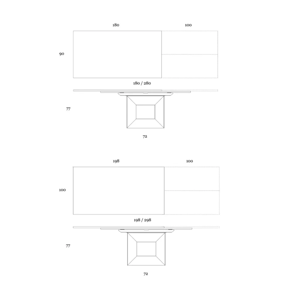 Table à manger extensible jusqu'à 298 cm en céramique et métal fabriquée en Italie - Tournesol Viadurini