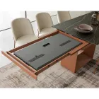 Table à manger extensible jusqu'à 298 cm en céramique et métal fabriquée en Italie - Tournesol Viadurini