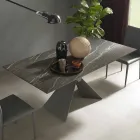 Table à manger extensible jusqu'à 298 cm en métal et plateau en céramique - Anaconda Viadurini