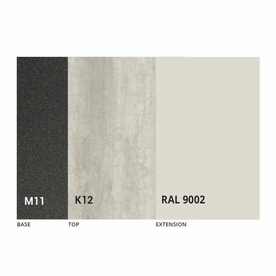 Table à manger extensible jusqu'à 298 cm en métal et plateau en céramique - Anaconda Viadurini