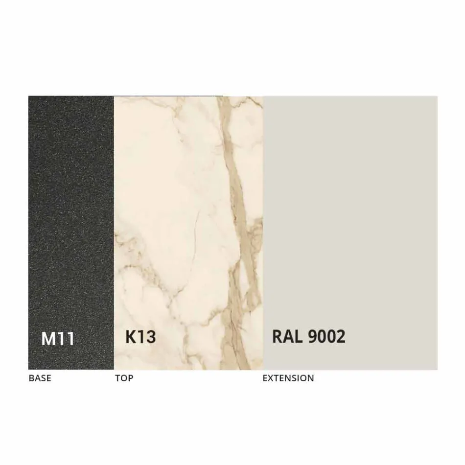 Table à manger extensible jusqu'à 298 cm en métal et plateau en céramique - Anaconda Viadurini