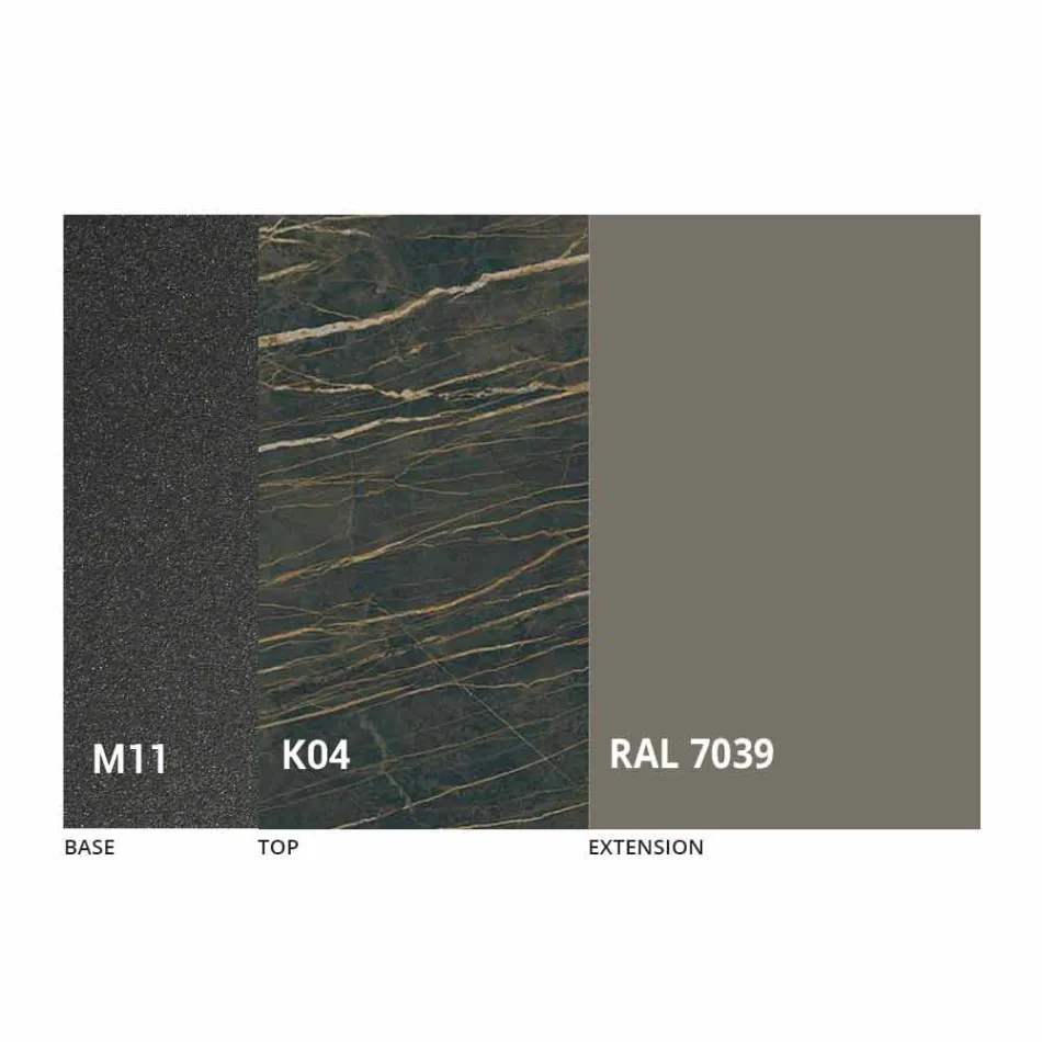 Table à manger extensible jusqu'à 298 cm en métal et plateau en céramique - Anaconda Viadurini