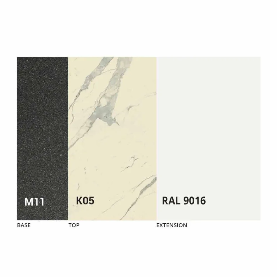 Table à manger extensible jusqu'à 298 cm en métal et plateau en céramique - Anaconda Viadurini