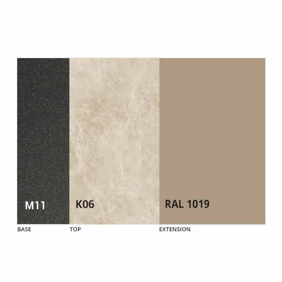 Table à manger extensible jusqu'à 298 cm en métal et plateau en céramique - Anaconda Viadurini