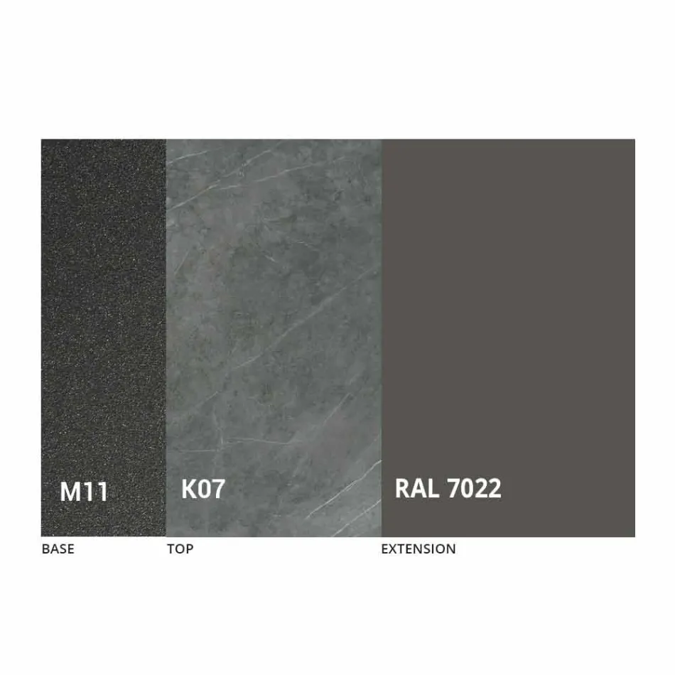 Table à manger extensible jusqu'à 298 cm en métal et plateau en céramique - Anaconda Viadurini