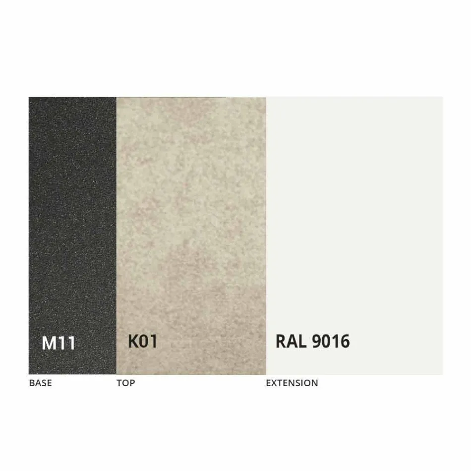 Table à manger extensible jusqu'à 298 cm en métal et plateau en céramique - Anaconda Viadurini