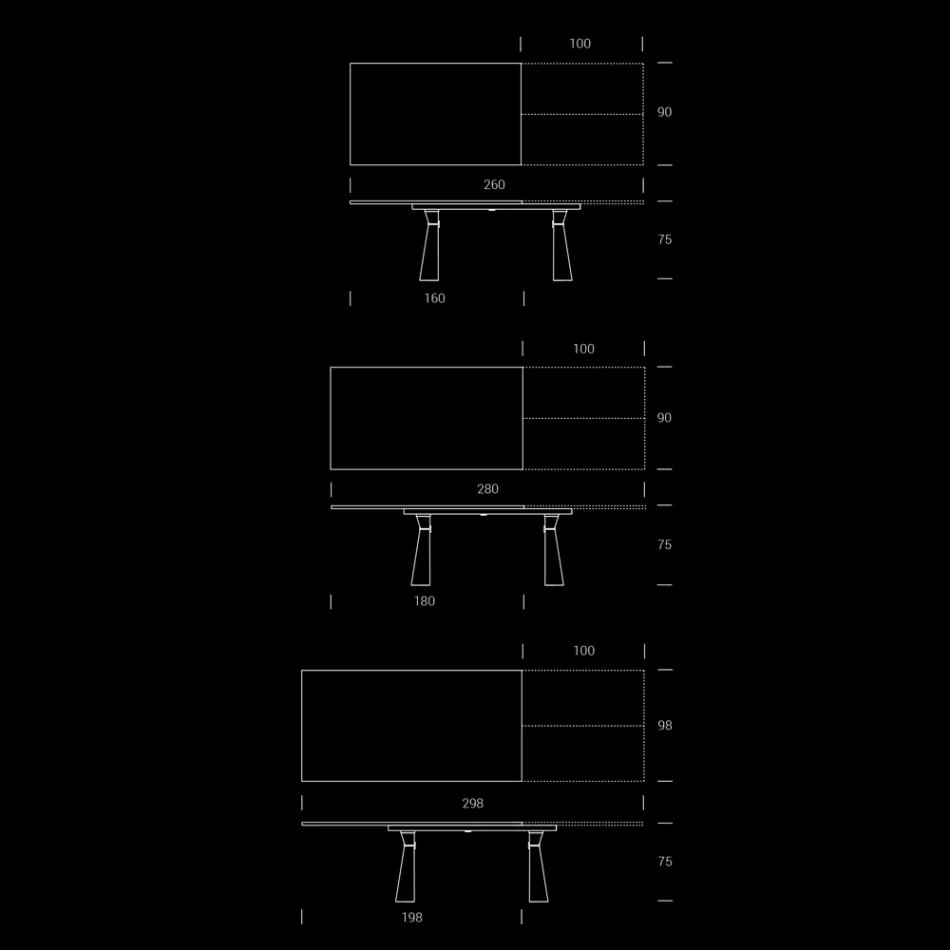 Table à manger extensible à 298 cm en mélamine Made in Italy - Fedemo Viadurini