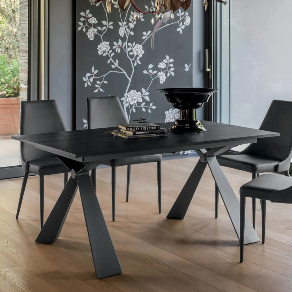 Table à manger extensible à 298 cm en mélamine Made in Italy - Fedemo Viadurini