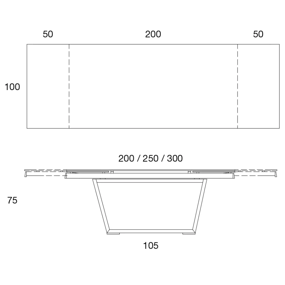 Table à manger extensible jusqu'à 3 m en céramique et pieds en bois - Cesteo Viadurini