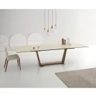 Table à manger extensible jusqu'à 3 m en céramique et pieds en bois - Cesteo Viadurini