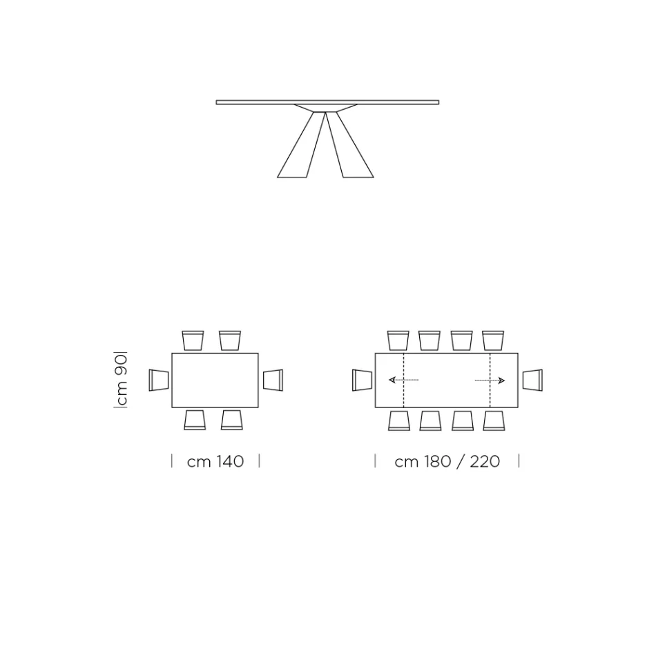 Table à manger extensible jusqu'à 300 cm en stratifié HPL fabriquée en Italie - Dalmatien Viadurini
