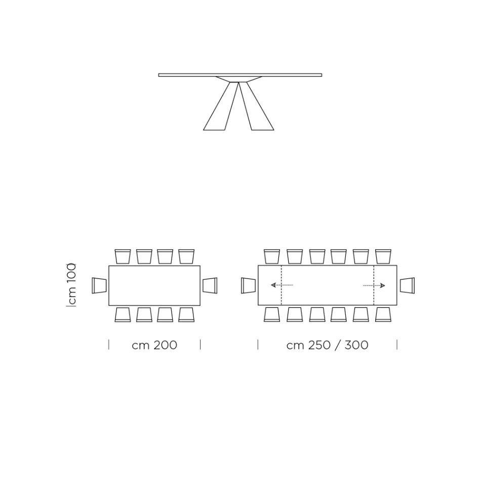 Table à manger extensible jusqu'à 300 cm en stratifié HPL fabriquée en Italie - Dalmatien Viadurini