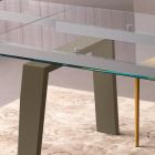 Table à manger extensible jusqu'à 300 cm en bois et plateau en verre - Bedrio Viadurini