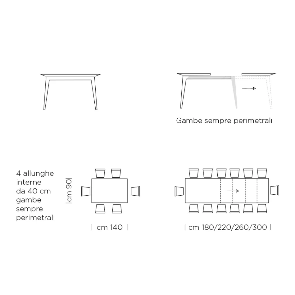 Table à manger extensible jusqu'à 310 cm en stratifié Made in Italy - Années 70 Viadurini