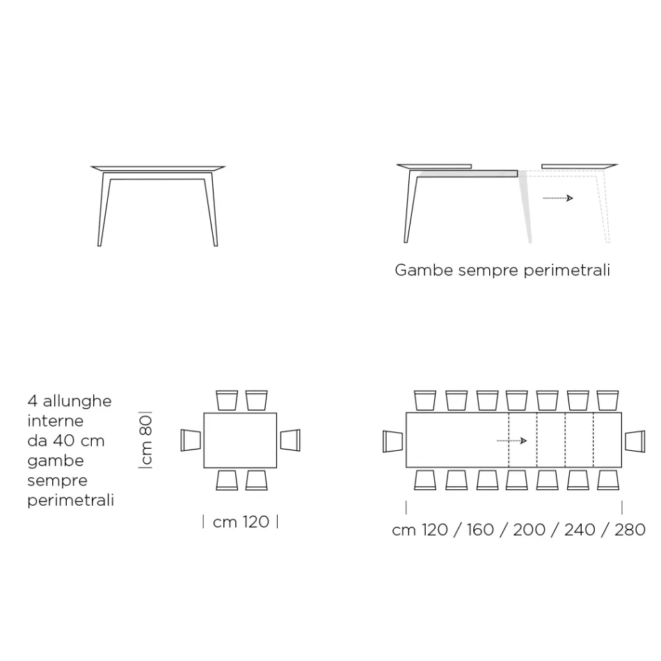 Table à manger extensible jusqu'à 310 cm en stratifié Made in Italy - Années 70 Viadurini