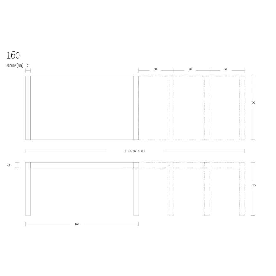 Table à manger en métal extensible jusqu'à 310 cm Made in Italy - Euclide Viadurini